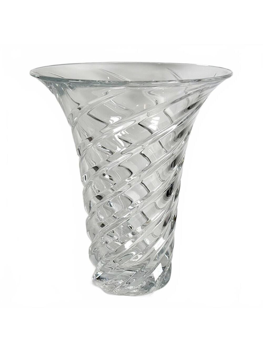 JG Durand France Swirl Crystal Glass Vase Heavy Modern Decor 10 Inch